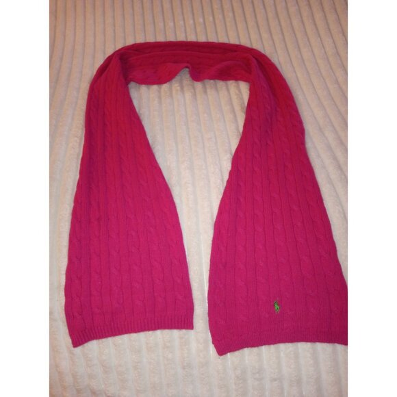 Ralph Lauren Women's Cable Sweater Scarf Pink Green Logo - Picture 1 of 3